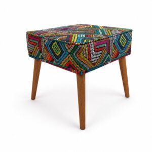 Tabure kocka - Print 07 - svetlo braon
