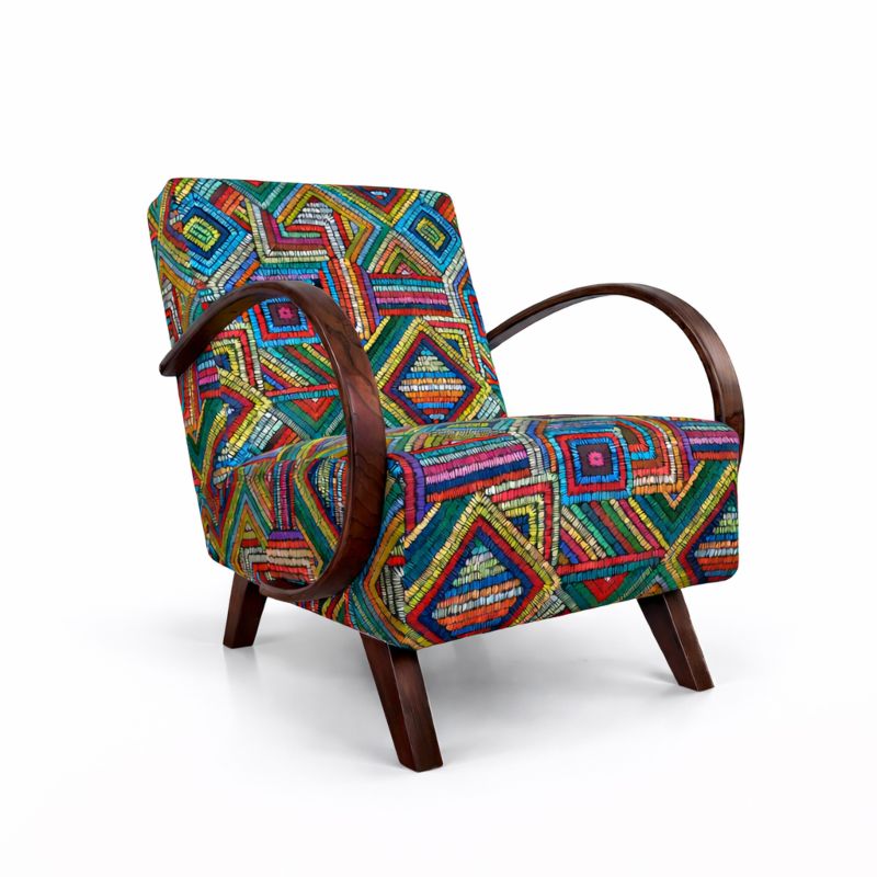 Fotelja Art Deco - Print 07 - tamno braon